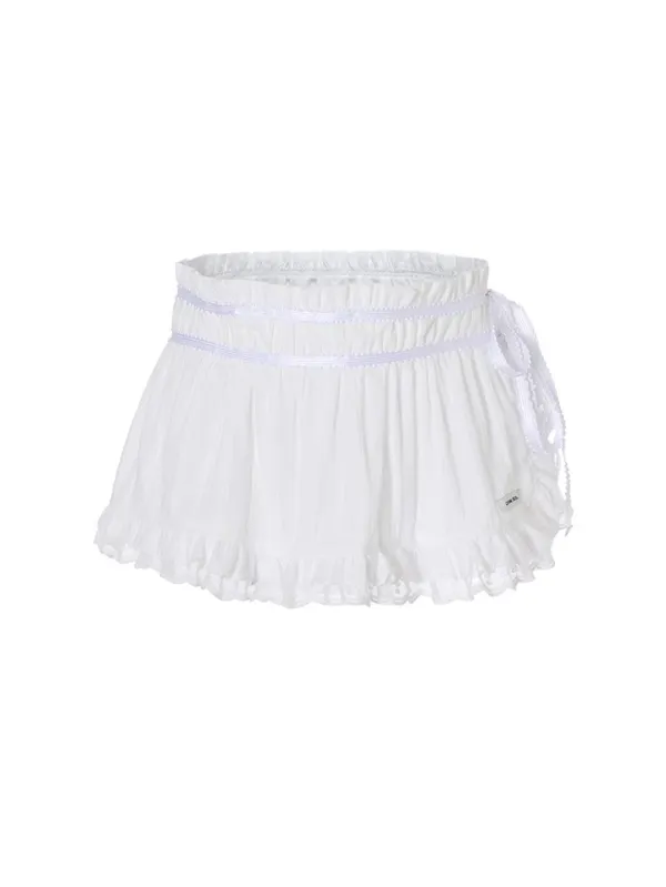 COTTON SHIRRING APRON_WHITE