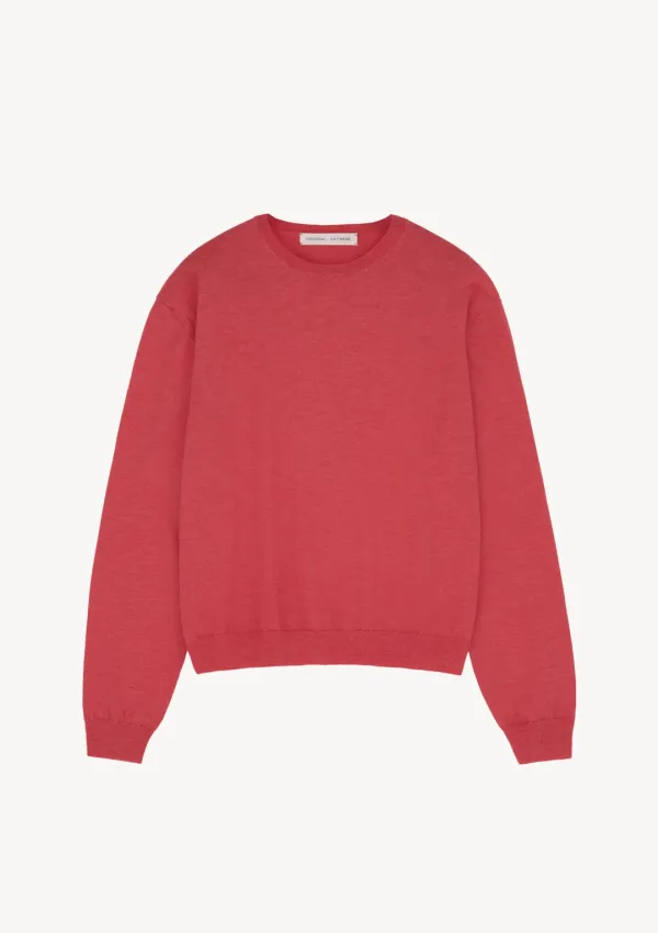 Merino Classic R-Neck Knit in Coral