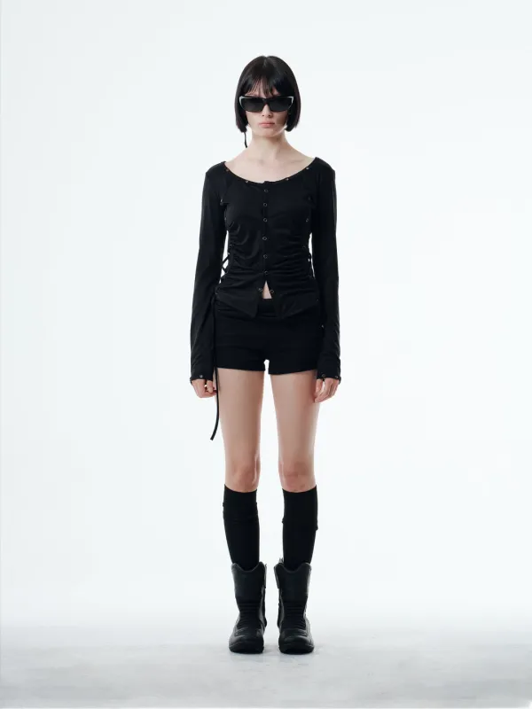 AXEL EYELET CARDIGAN (BLACK)
