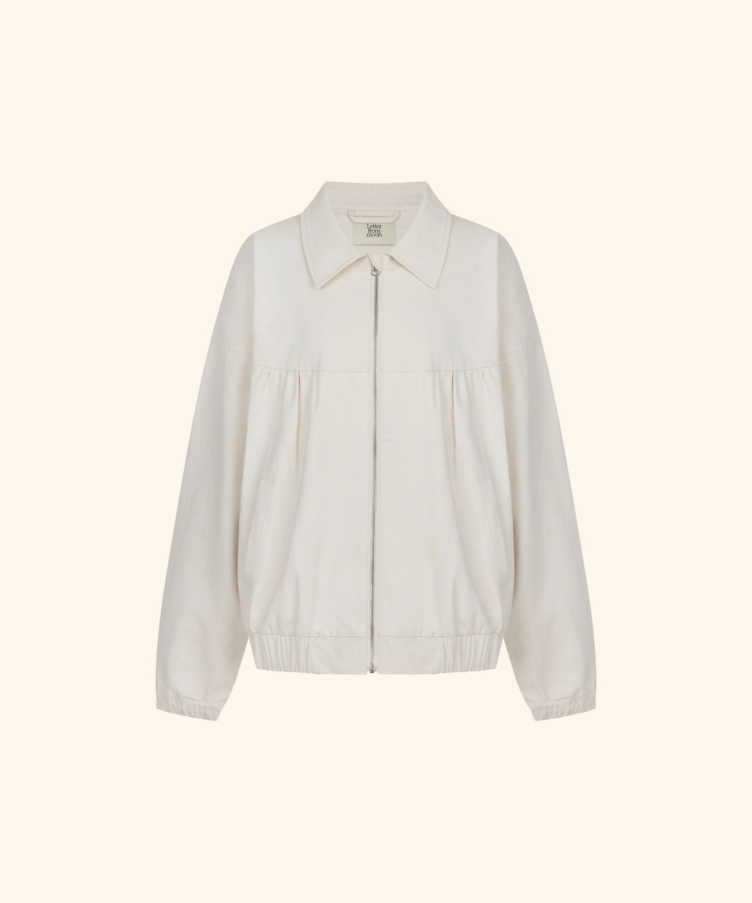 레터프롬문 Dope Shirred Cotton Bomber Jacket (Peach Beige) 상품 이미지 1