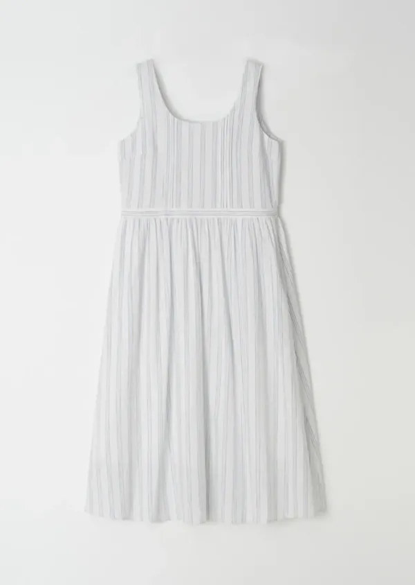 stripe sleeveless dress-blue