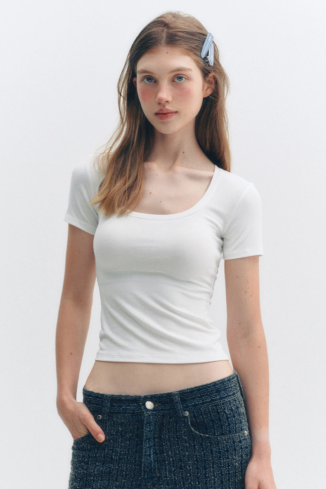 더티스 BASIC DENT SHORT SLEEVE T-SHIRT (IVORY) 상품 이미지 2