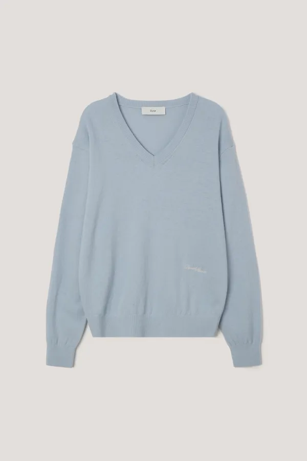 UNISEX SOFT V-NECK SWEATER SOFT BLUE_UDSW6A108B1