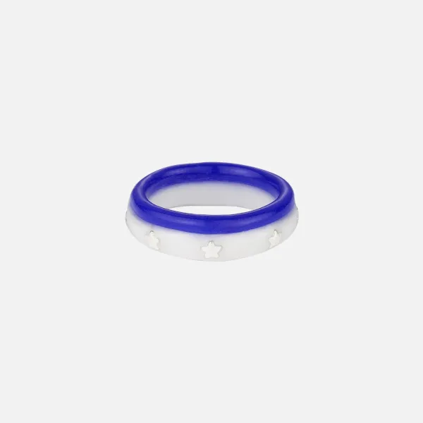 star two track ring-white blue