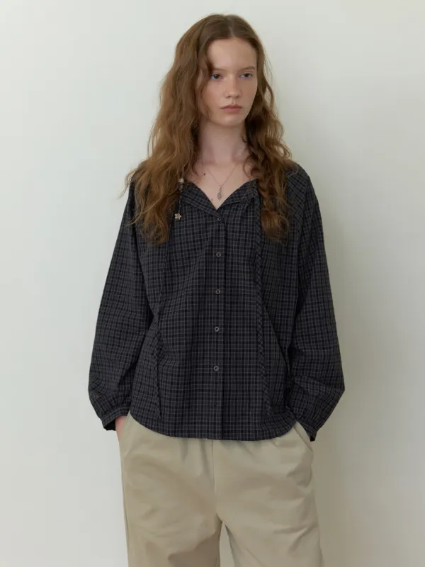 Turf strap check blouse (midnight)