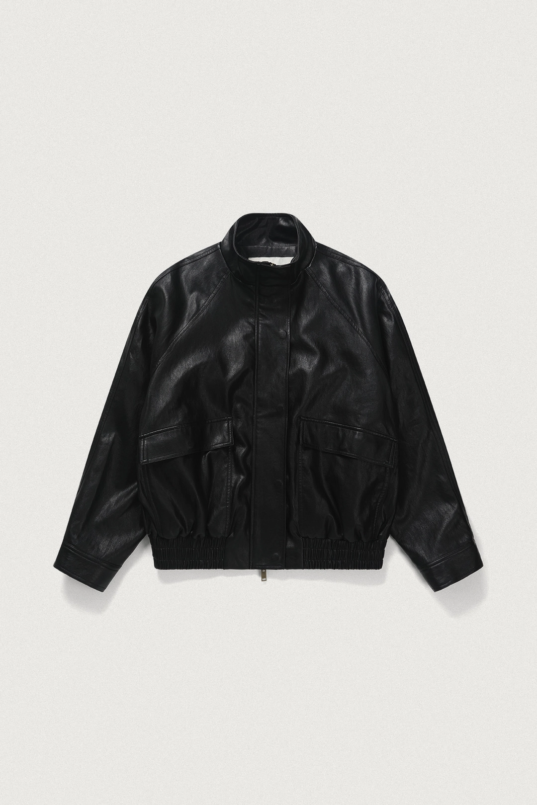 샤드라마 RELAX FIT HIGH NECK LEATHER BLOUSON [BLACK] - Chat de Lama 상품 이미지 1