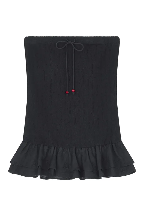 WOOD BEAD TIERED TOP (BK)