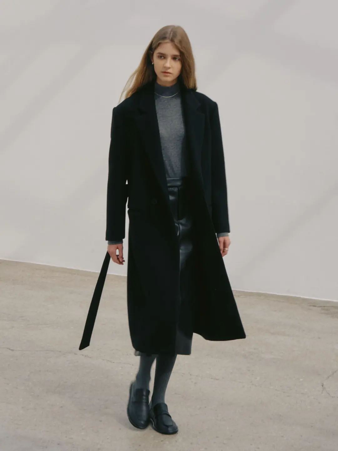 뮤제 PARIS_Oversize Double-Breasted Wool Coat_Black 상품 이미지 2