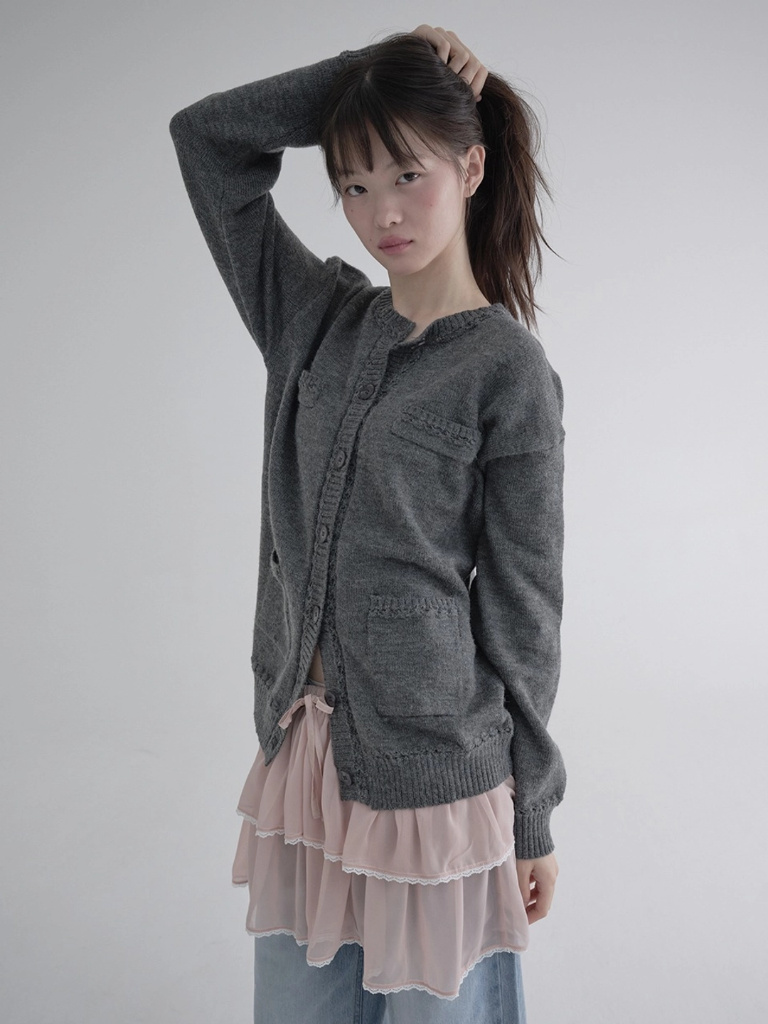 마가린핑거스 POCKET LOOSE CARDIGAN (CHARCOAL) 상품 이미지 2