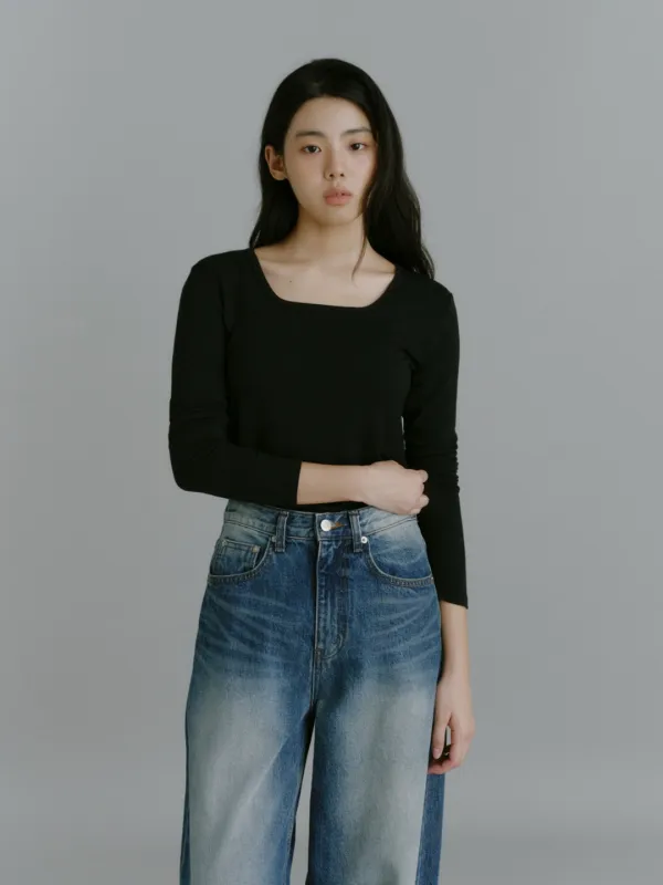 SQUARE NECK T (3color,2size)