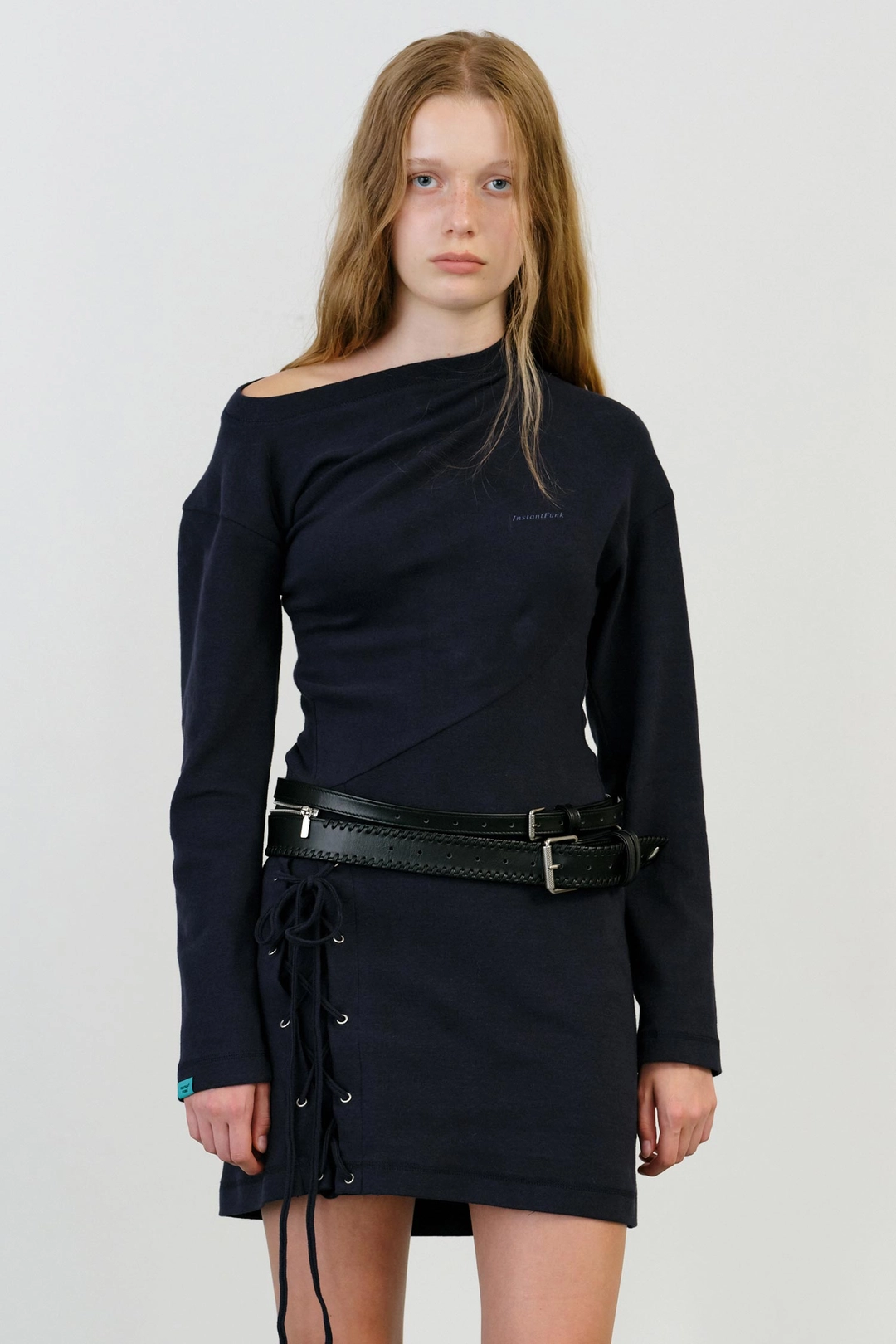 인스턴트펑크 TWISTED LACE UP MINI DRESS - NAVY 상품 이미지 3