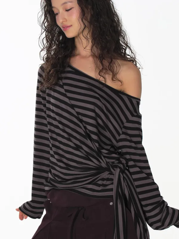 TIED OFF-SHOULDER TOP_STRIPE