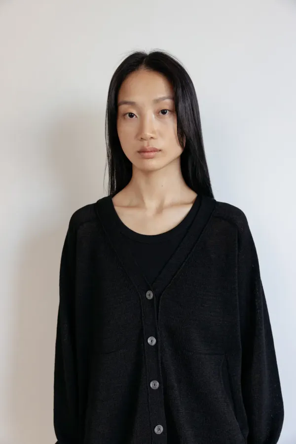 Breeze Paper Knit Cardigan (Black)