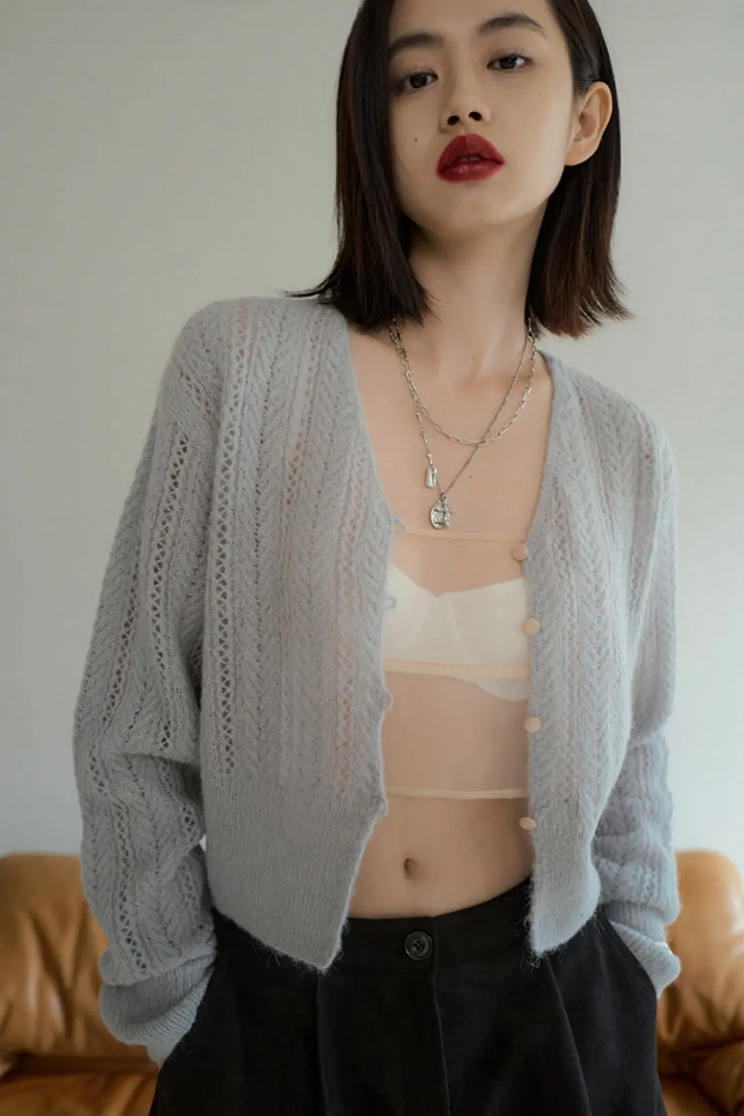 오버듀플레어 ALPACA VINTAGE CARDIGAN_ASH GRAY 상품 이미지 2