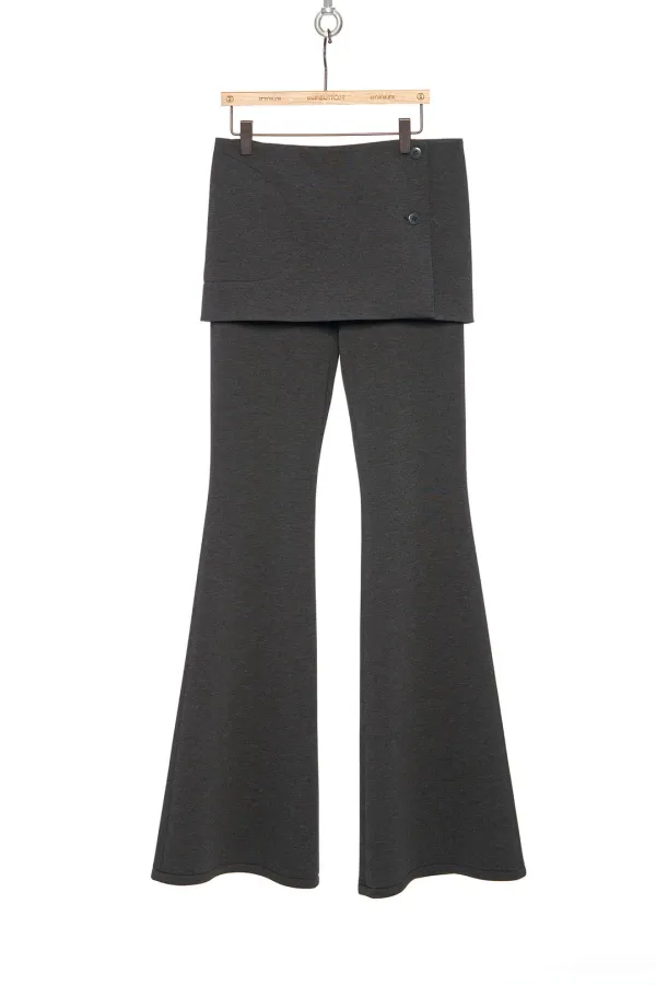 FW25 UNDERLINE DARK GRAY SKIRT LAYERED FLARE PANTS