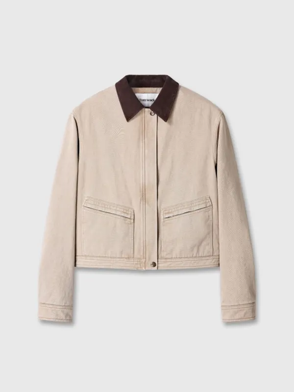 (W) CROPPED WORK JACKET_ WASHED BEIGE