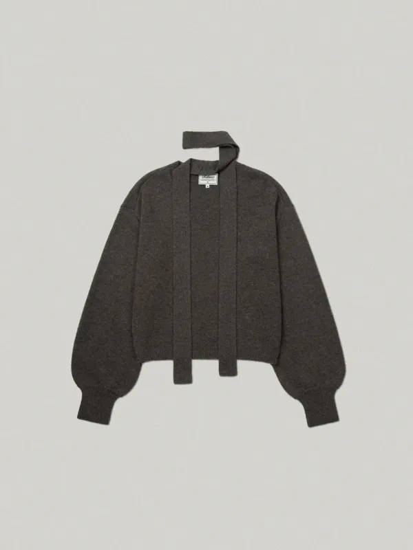 V Neck Muffler Knit - deep brown브이넥 머플러 니트