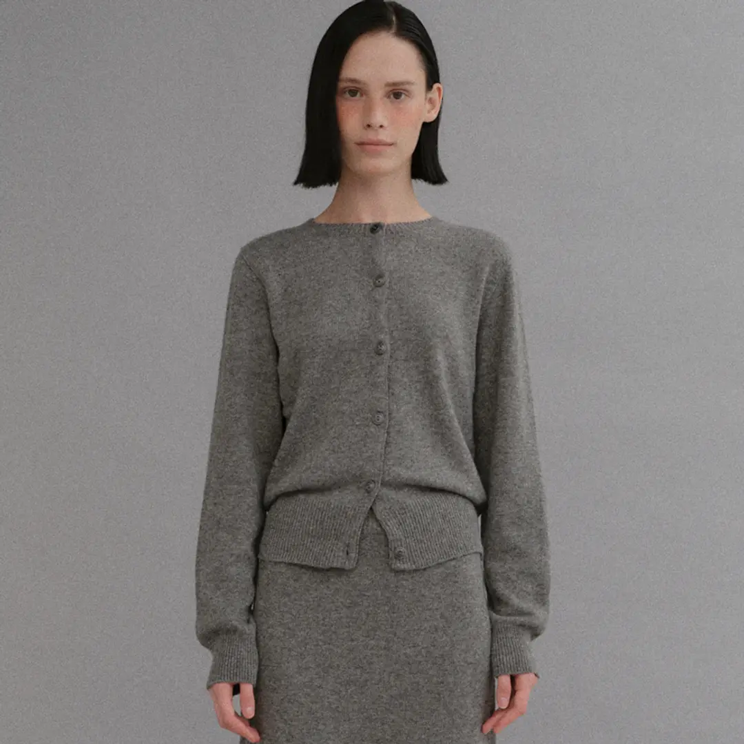 베이오드 Cashmere wholegarment round cardigan_charcoal 상품 이미지 2