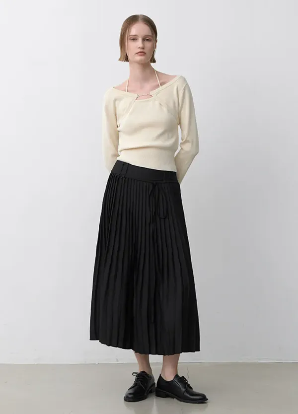 (SK-5000)CLAIRE PLEATS LONG SKIRT S