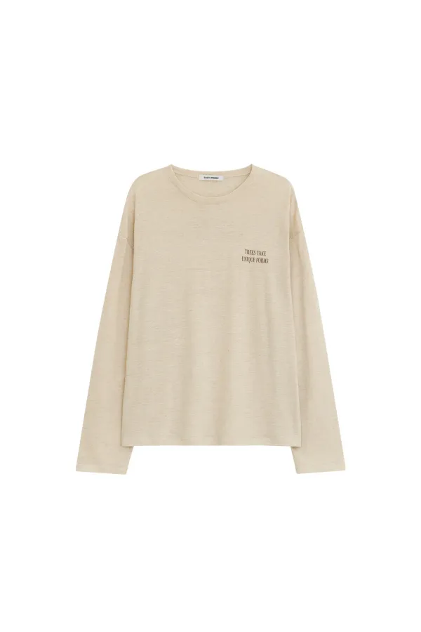 [2nd REORDER] LINEN LOOSE LONG SLEEVE TOP [BEIGE]