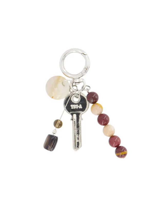 Key Charm Keyring Brown