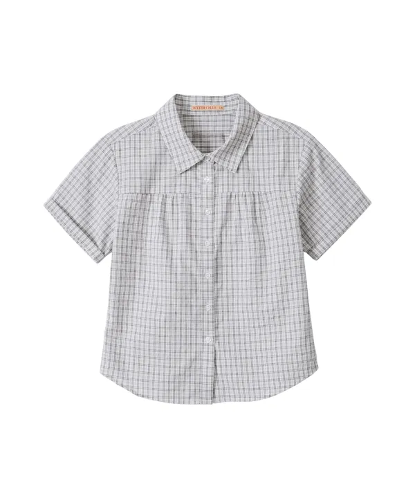 Elodie Half Check Shirt-Grey
