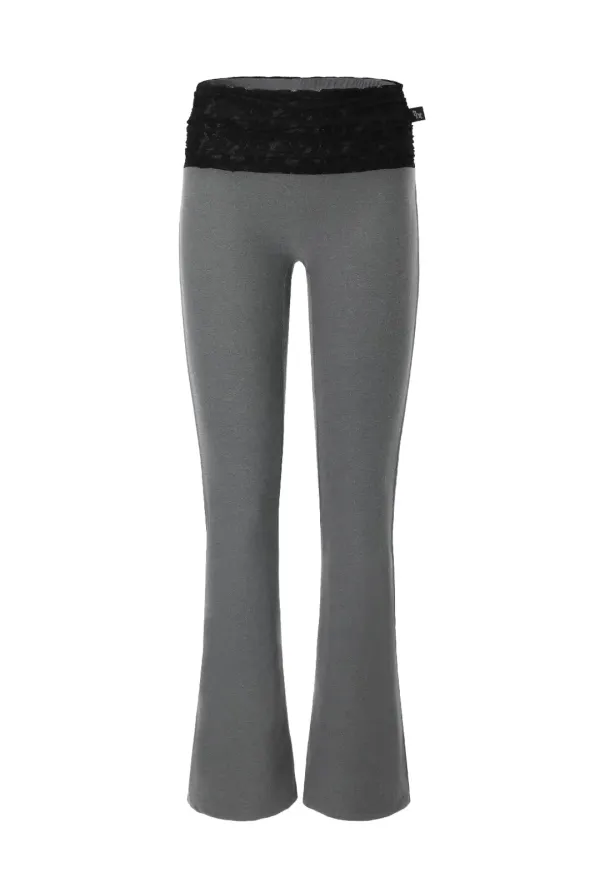 Lace combi bootcut pants