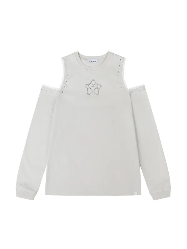 CUT-OUT LACE LONG SLEEVES [BEIGE]