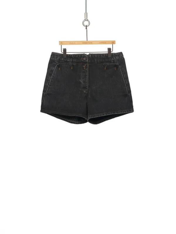 PF25 BLACK BUTTON POINT DENIM SHORTS
