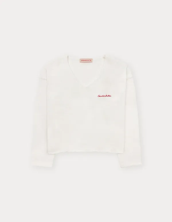 Essential Cotton V-Neck Knit - Ivory