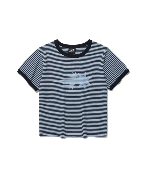 stripe rush 3star ringer crop tee[navy]