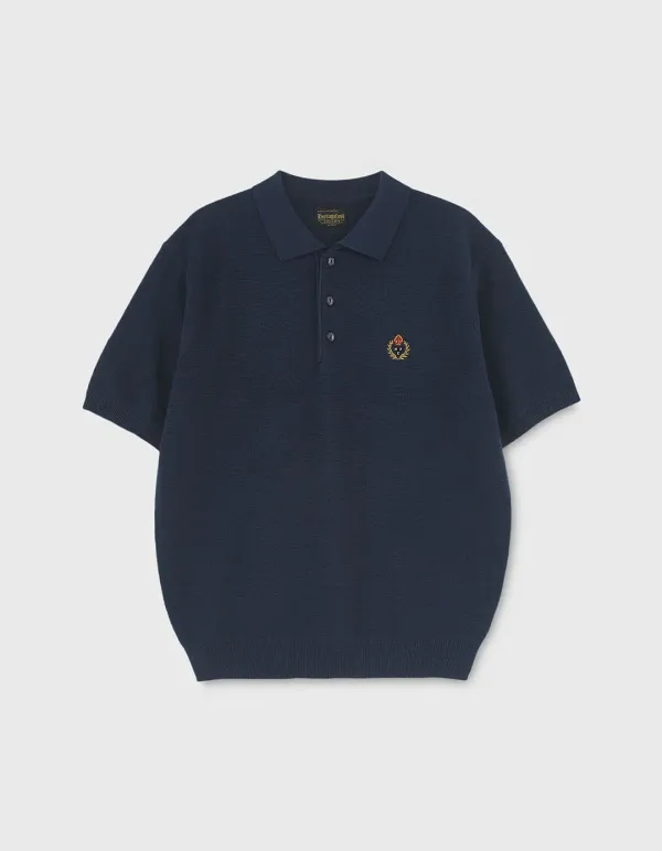 CREST MERINO WOOL POLO SHIRT / Navy