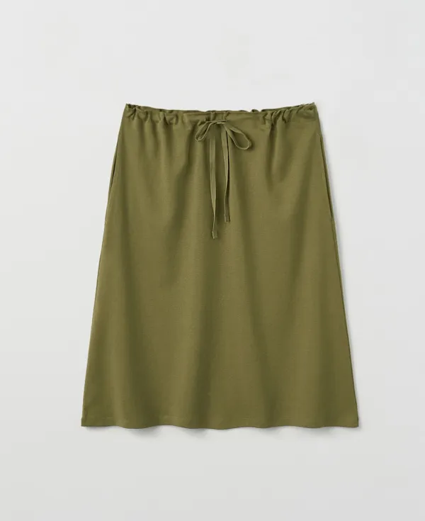 Soft Jersey Midi Skirt_OLIVE