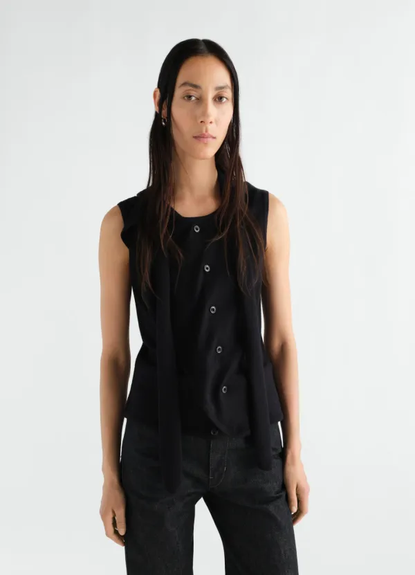 ASYMMETRICAL CARDIGAN IN MERINO WOOL BLEND