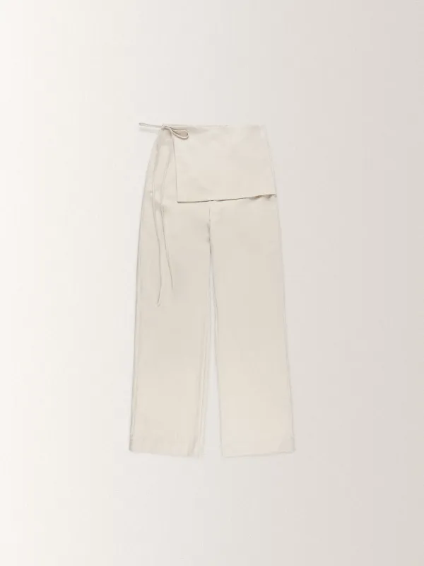 TIE WRAP SLACKS PANTS [ ECRU ]