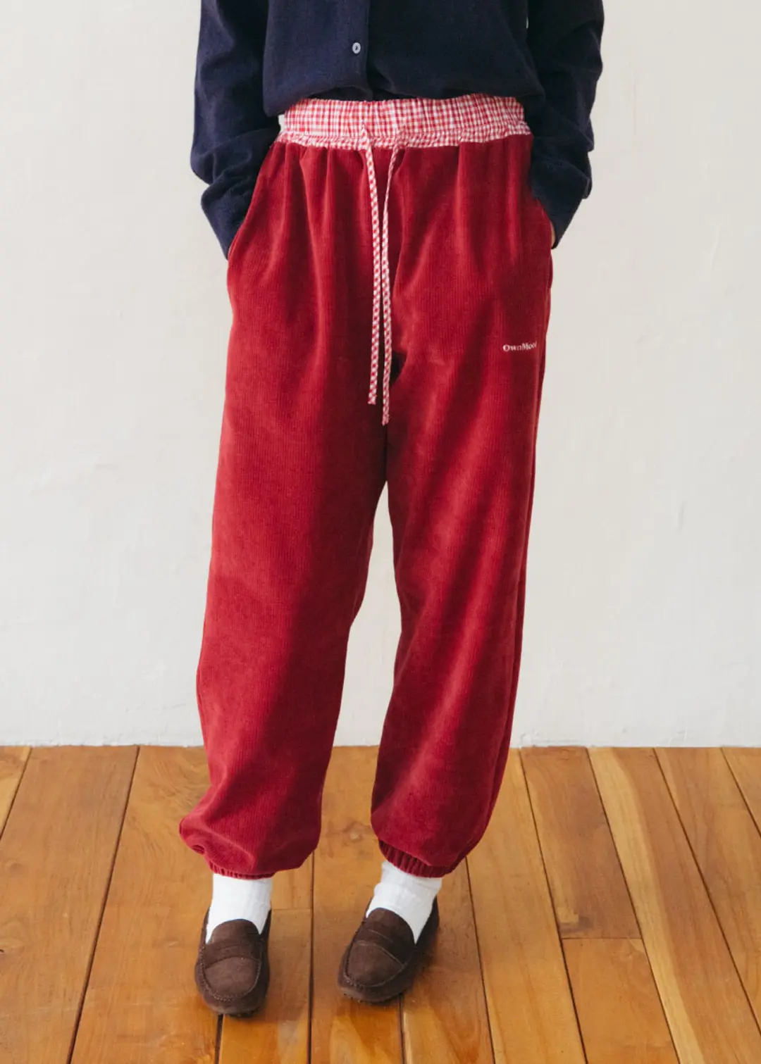 온무드 [3RD] CHECK POINT JOGGER PANTS - RED 상품 이미지 2