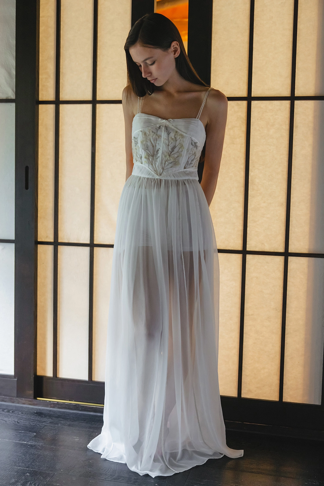 더티스 Baby\'s Breath Pearl Chiffon Dress (Ivory) 상품 이미지 2