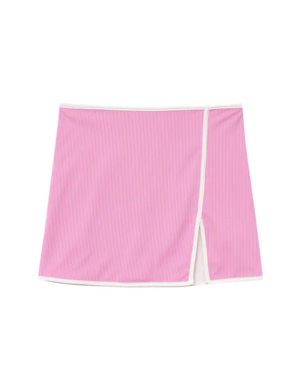 RIBBED SLIT SKIRT_PINK
