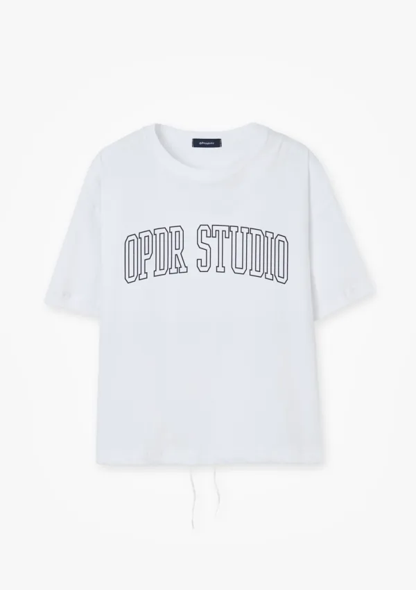 Arch Logo Drawstring T‑Shirt Ivory