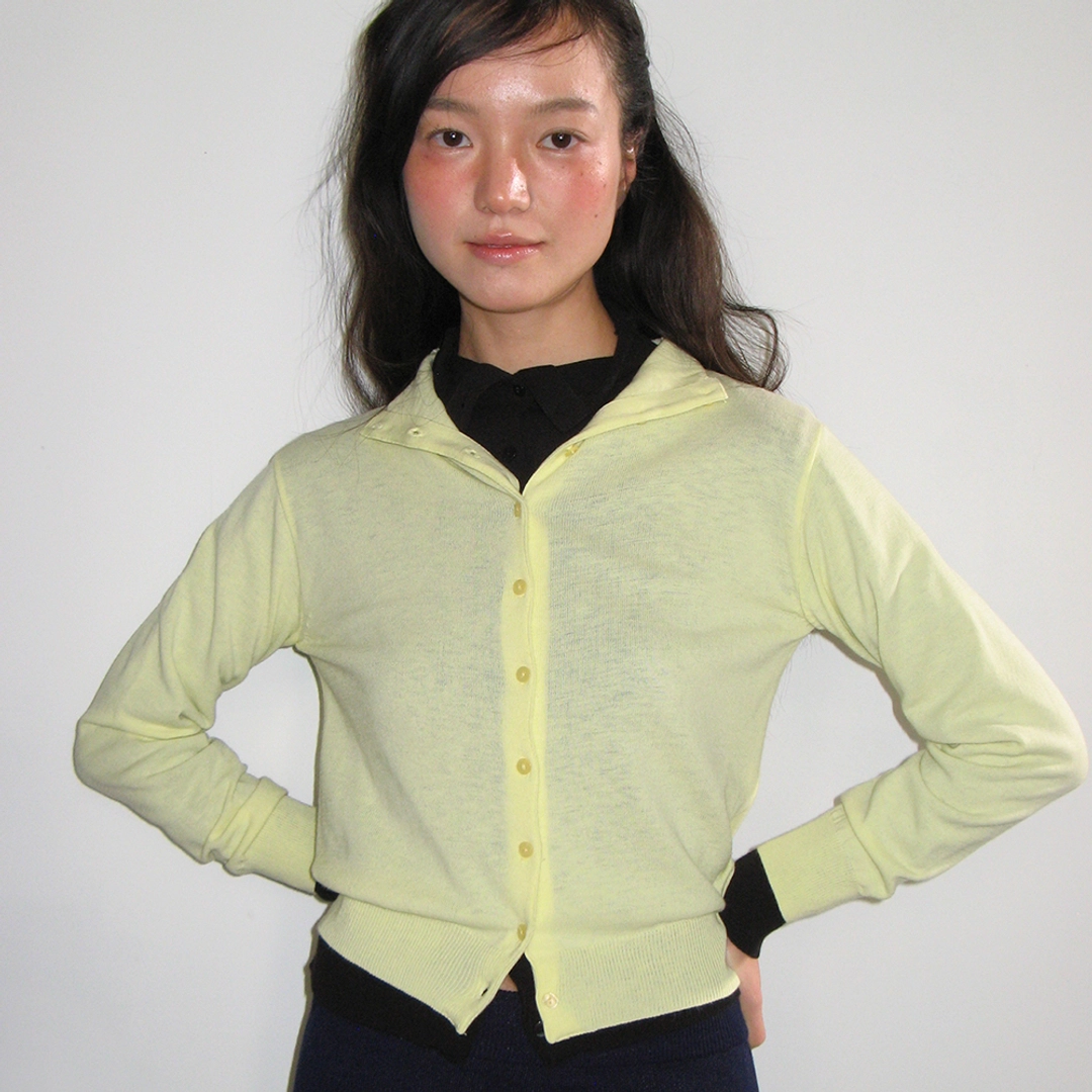 론론 BACK LABEL SLIMFIT KNIT CARDIGAN YELLOW 상품 이미지 2