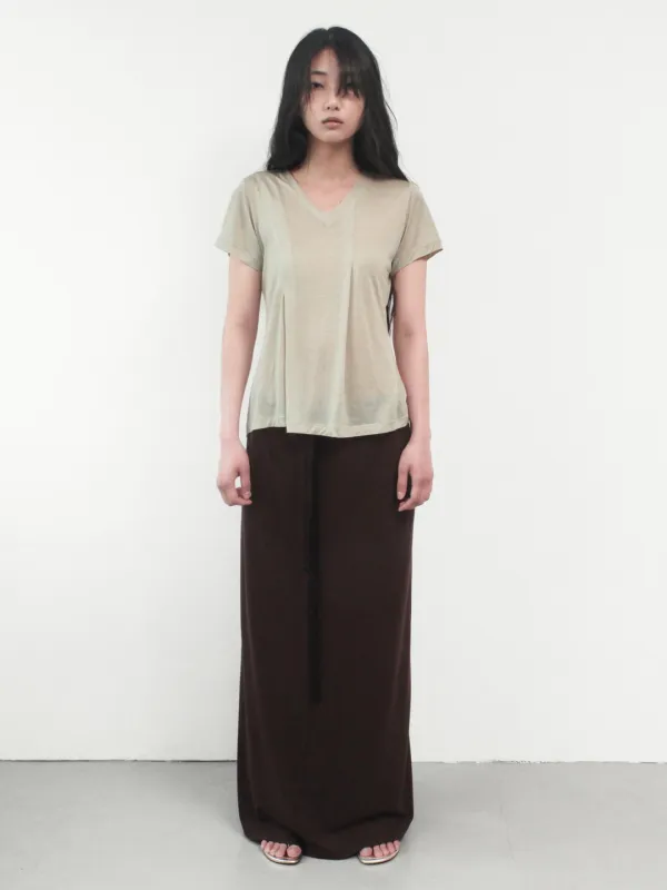 TENCEL PLEATS T-SHIRT, SAND