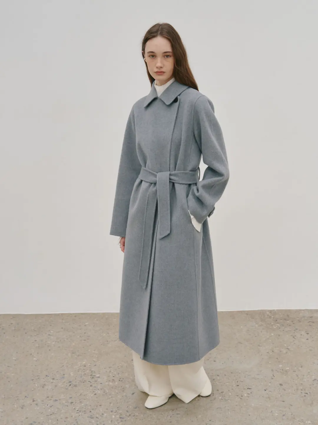 뮤제 [3rd] DEVA Minimal Handmade Merino Wool Coat_Gray 상품 이미지 1