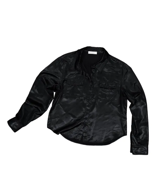 haily leather shirt (black)