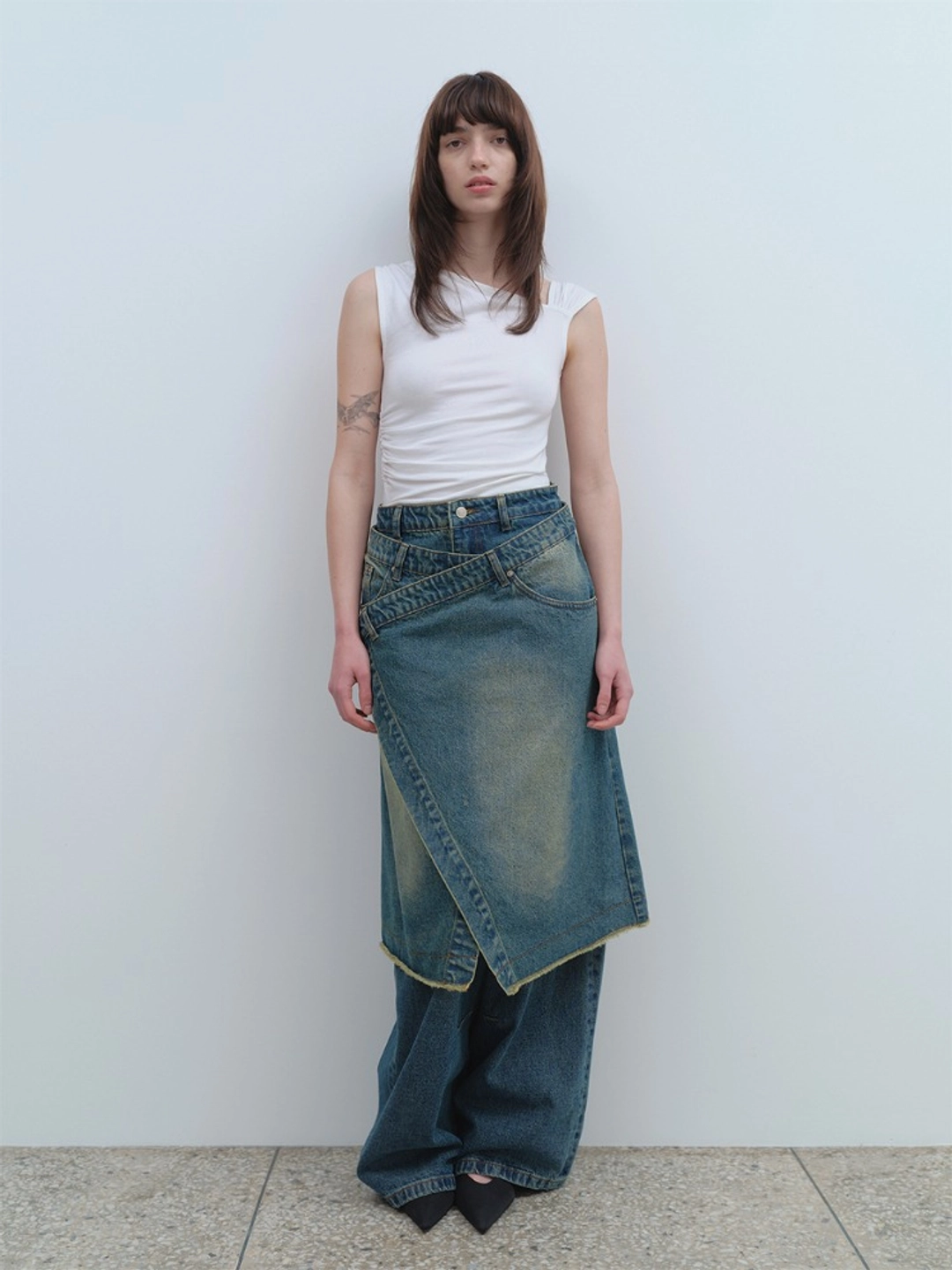 밀로 우먼 Denim Midi Wrap Skirt [Blue] 상품 이미지 1
