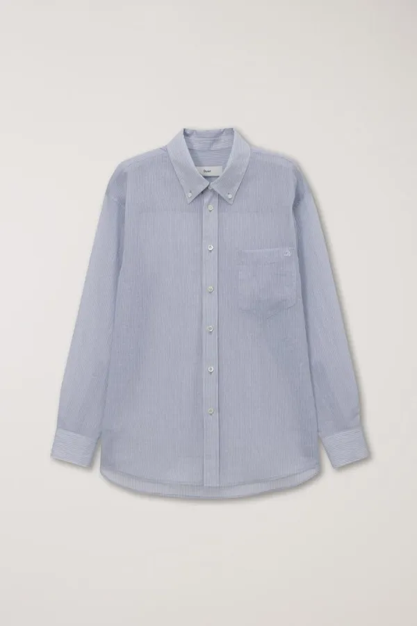 UNISEX OVERSIZED SHEER SHIRT BLUE STRIPE