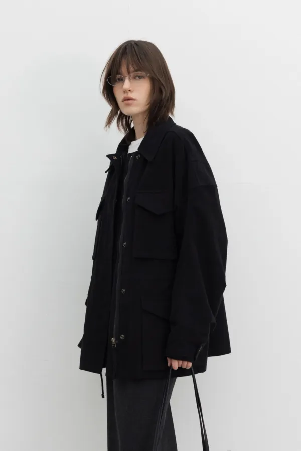 Brushed Cotton Field Jacket (Brown / Black)