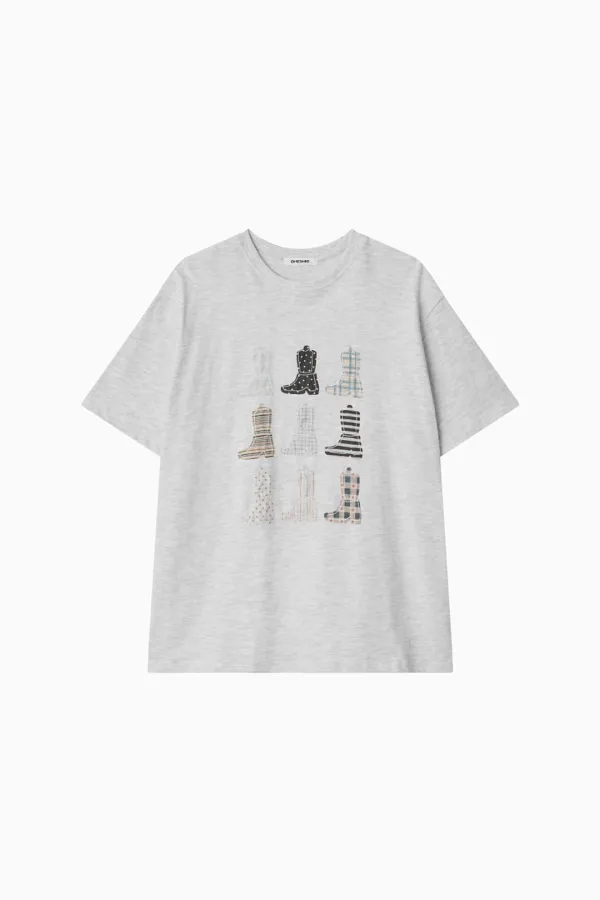 PONY BOOTS OVERFIT T-SHIRT, MELANGE