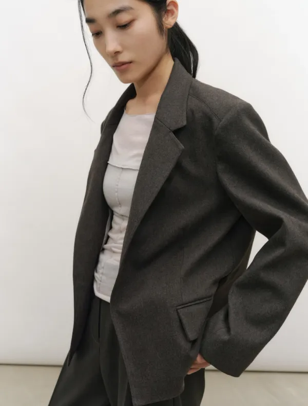 MINIMAL TAILORED JACKET [MELANGE GREY]