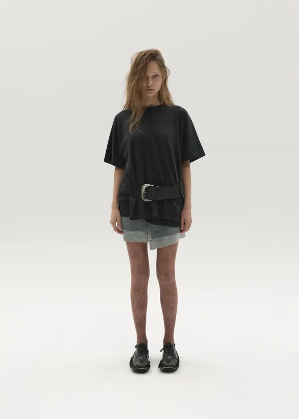 STRUCTURED HENLEY TOP (BLACK)