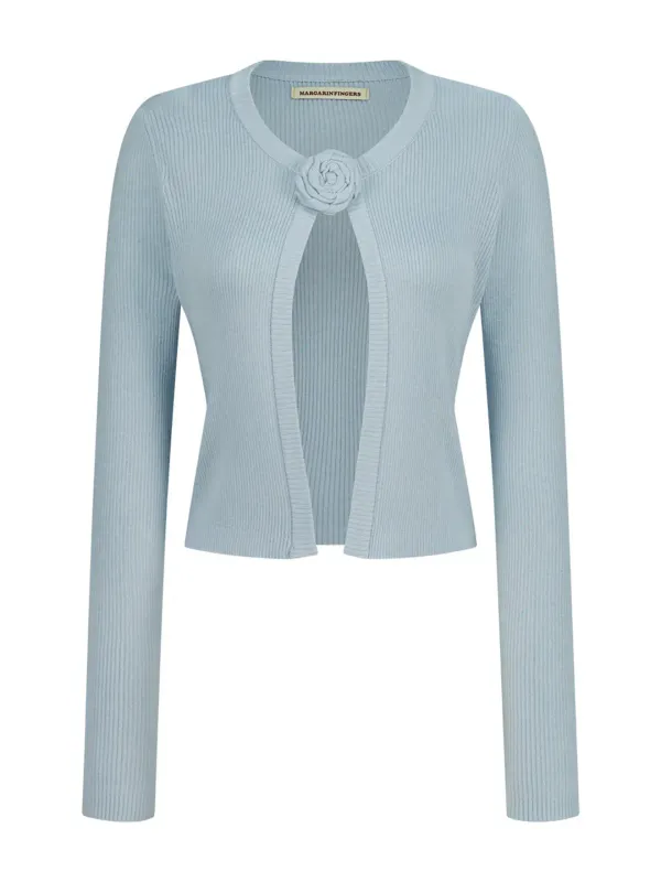 ROSE CORSAGE CARDIGAN (LIGHT BLUE)